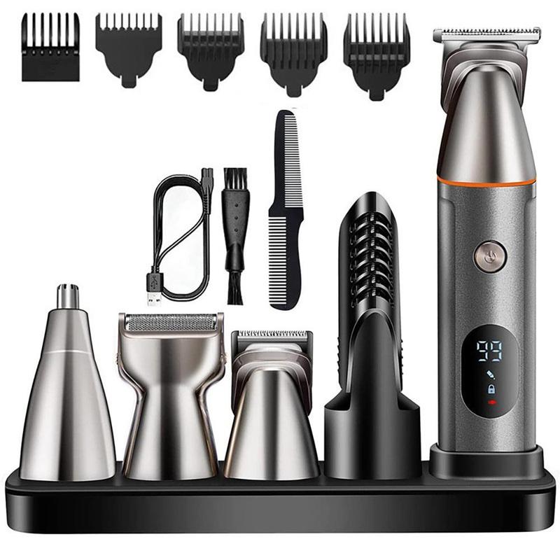 5 in 1 Electric Hair Trimmer for Men, 1 Set Cordless Hair Clipper Kit, Waterproof Electric Shaver & Facial Hair Removal Tool& Hair Remover, Perfect for Home & Travel