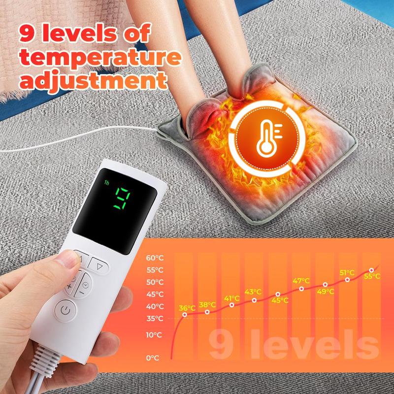 Electric Feet Massaging Machine, Foot Warmer Pad with 9-level Temperature Adjustment & 4-level Timing, Foot Massage Machine for Home & Office, Christmas Gift