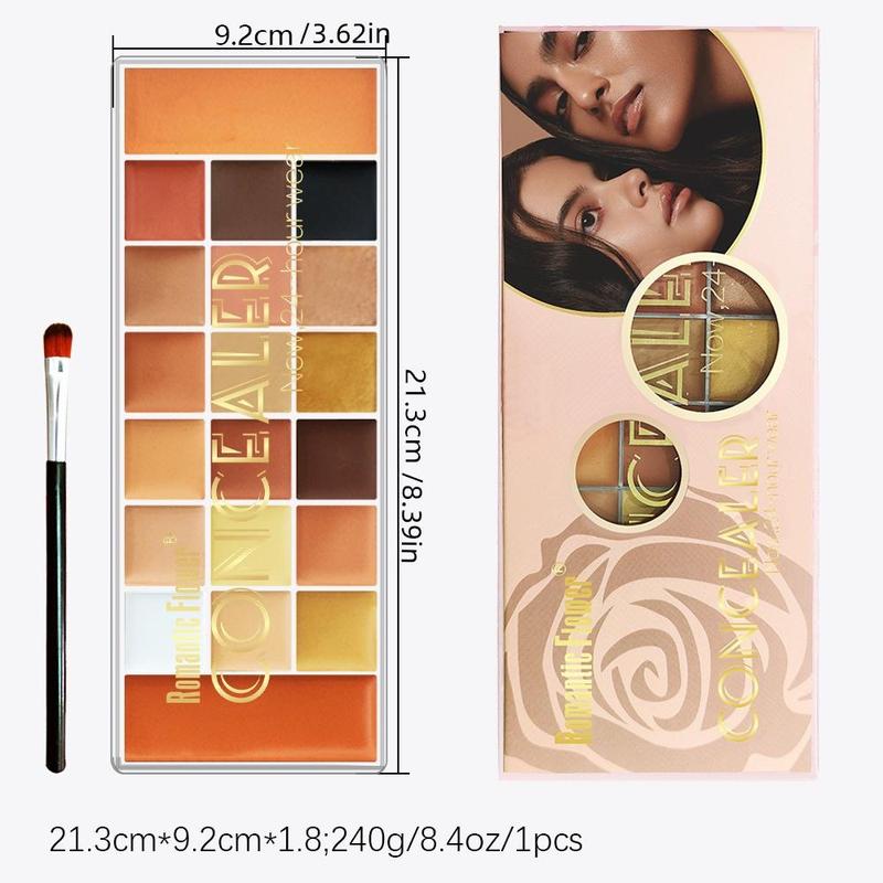 20 Color Concealer Palette & Brush, 2 Counts set Long Lasting Concealer Palette & Concealer Brush, Highlighter Makeup Palette Makeup Set for Women