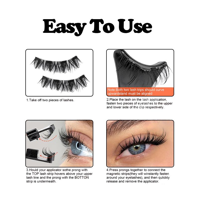 Magnetic Eyelashes Without Eyeliner - 8 pairs of reusable dual magnetic eyelashes, natural, glue-free 3D false eyelash set, reusable and waterproof