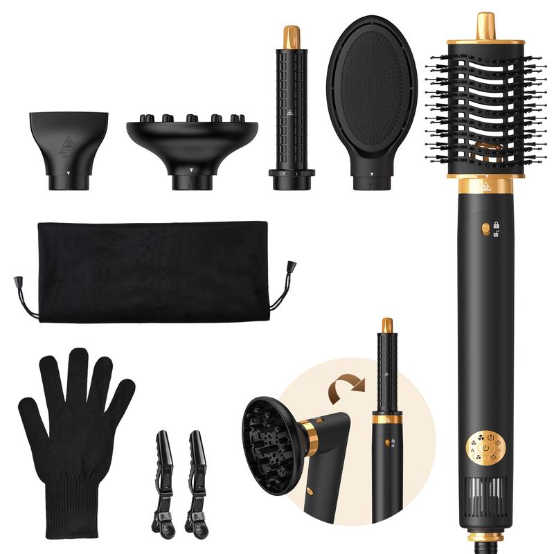 5-in-1 hair styler set high-speed powerful dryer curling wand straightening comb and oval brush Perfect for all hair type and styles Smoothing Comfort