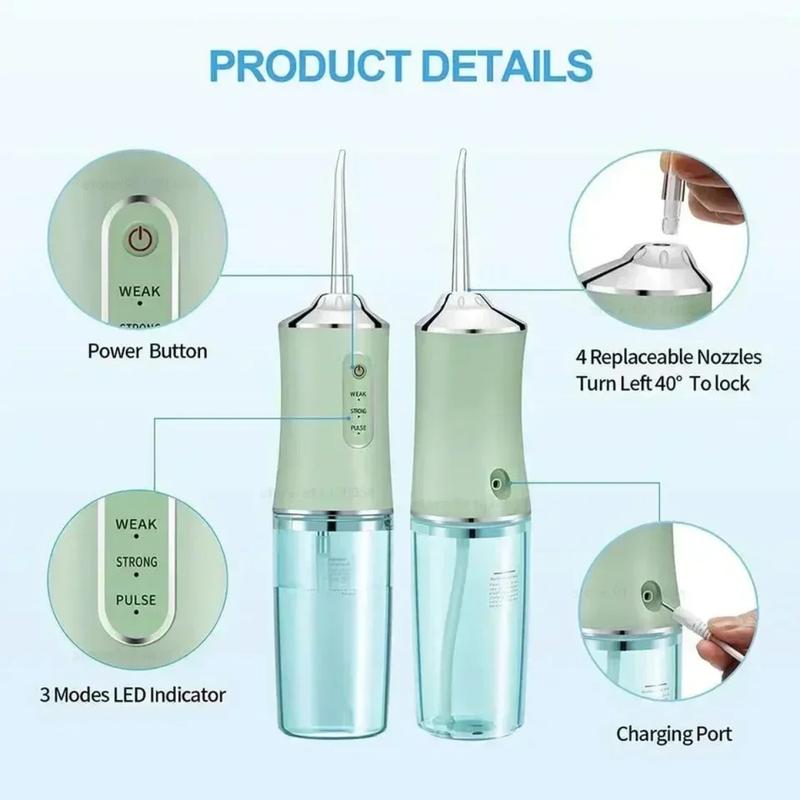 Water Flosser for Teeth, 4 Jet Tips, Rechargeable, 3 Modes, Perfect for Oral Care at Home & Travel