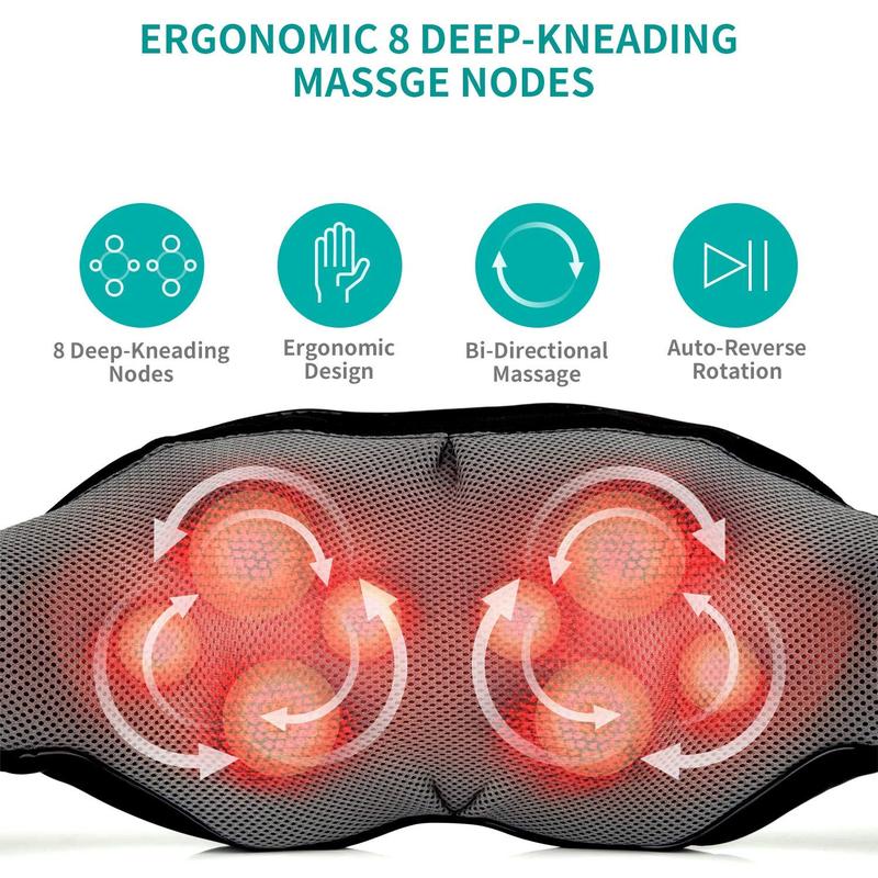 Cordless Massager, 1 Set Portable Electric Neck & Shoulder Massager with Heat, Electric Massage Pillow for Back & Foot & Waist & Hip