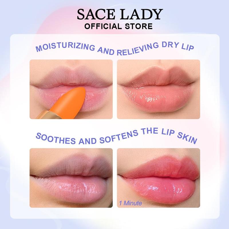 SACE LADY Tinted Lip Balm Moisturized Lasting Waterproof Lip Stain Magic Color Changing Pigmented Lipstick Carrot Gloss