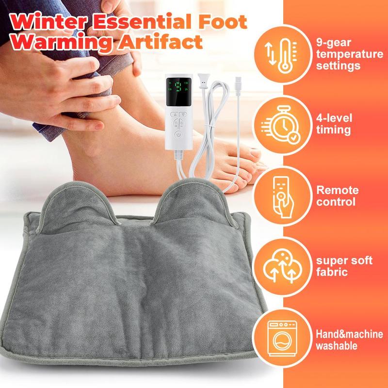 Electric Feet Massaging Machine, Foot Warmer Pad with 9-level Temperature Adjustment & 4-level Timing, Foot Massage Machine for Home & Office, Christmas Gift