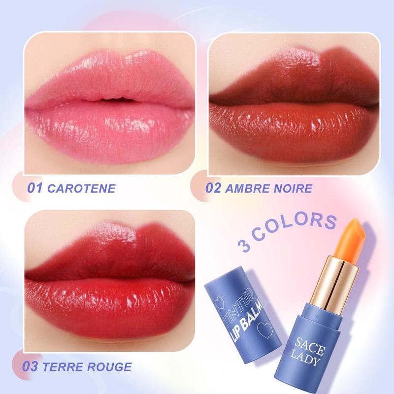 SACE LADY Tinted Lip Balm Moisturized Lasting Waterproof Lip Stain Magic Color Changing Pigmented Lipstick Carrot Gloss