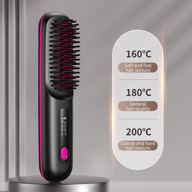 Portable Wireless Hair Straightener Brush, 1 Box USB Rechargeable Hair Straightening Comb, Hair Styling Tool for Home & Travel, Christmas Gift