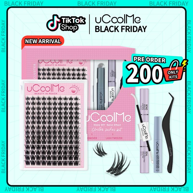 uCoolMe Lashes “Fairy Bloom” DIY Lash Extension Kit Manga Lash Clusters C Curl Individual Lashes Lash Clusters Kit Ultra-Thin Invisible Band Super Soft Eyelash Extension Kit WaterProof Lash Bond and Seal Lash Tweezers For Girls Christmas gift