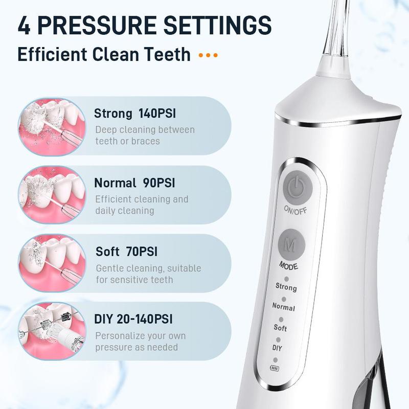 Portable Electric Oral Irrigator, 1 Set Rechargeable Water Flosser with Nozzles & Box, Deep Cleansing Water Flosser for Home & Travel