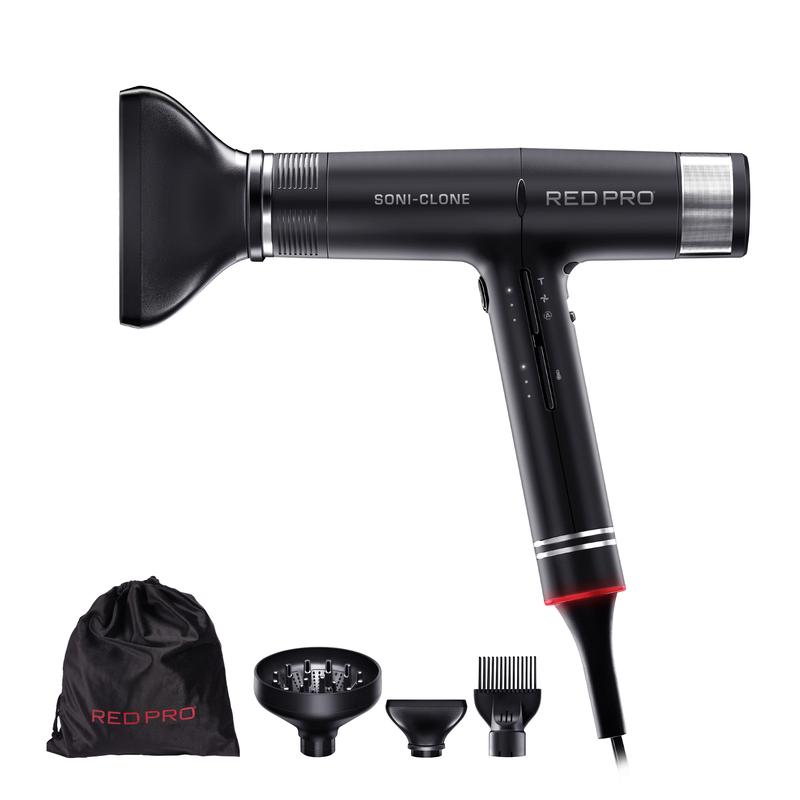 RED Pro Hair Dryer High Speed 110,000 RPM Strong Air Flow for Fast Drying, Lightweight Luxury Pouch, Magnetic Nozzle Hair Pik, Diffuser & Concentrator