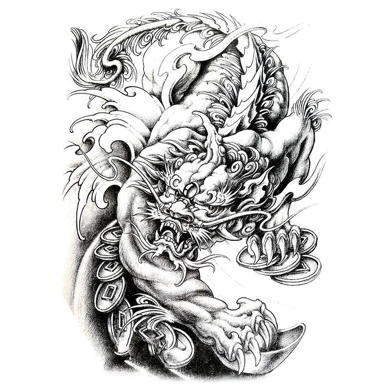 Dragon Pattern Large Temporary Tattoo Sticker, 1 Sheet Waterproof Temporary Tattoo Sticker, Body Art Decoration for Men & Women