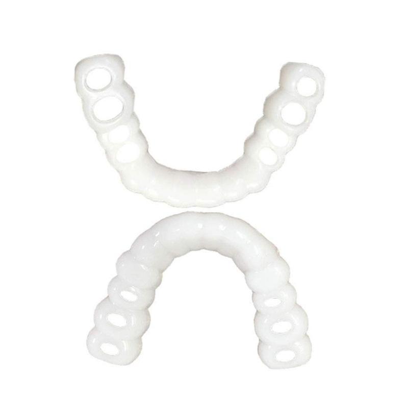 4-pieces, Comfortable And Flexible Disposable White Artificial Braces With Dental Veneer For Upper And Lower Teeth, For Both Men And Women