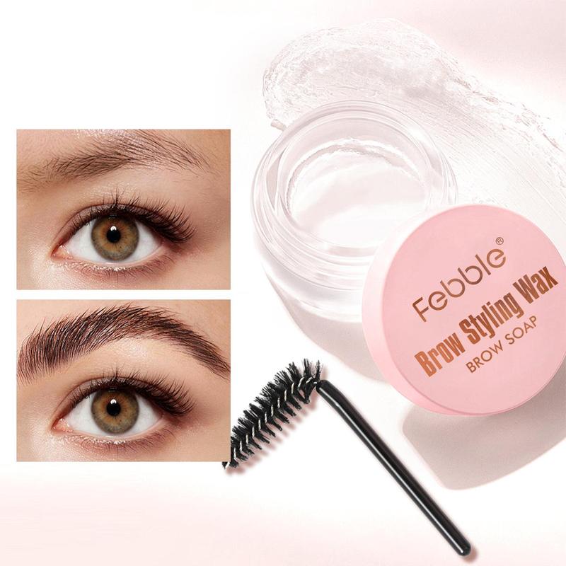 Eyebrow Styling Wax, 2 Counts box Long Lasting Waterproof Eyebrow Wax & Brush, Eyebrow Makeup Tool for Women & Girls