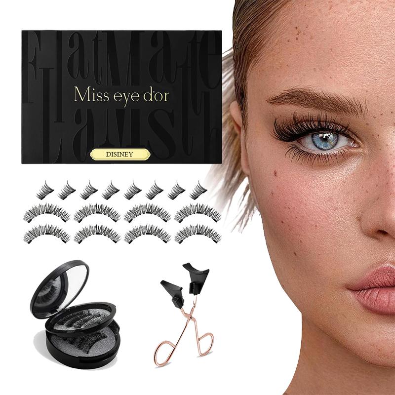 Magnetic Eyelashes Without Eyeliner - 8 pairs of reusable dual magnetic eyelashes, natural, glue-free 3D false eyelash set, reusable and waterproof