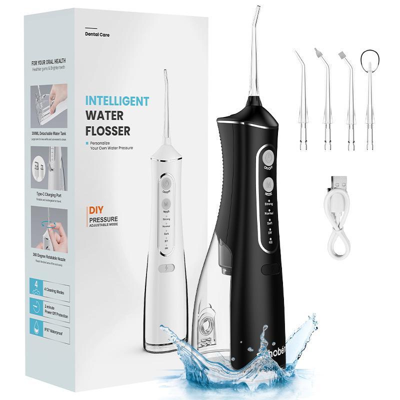 Portable Electric Oral Irrigator, 1 Set Rechargeable Water Flosser with Nozzles & Box, Deep Cleansing Water Flosser for Home & Travel