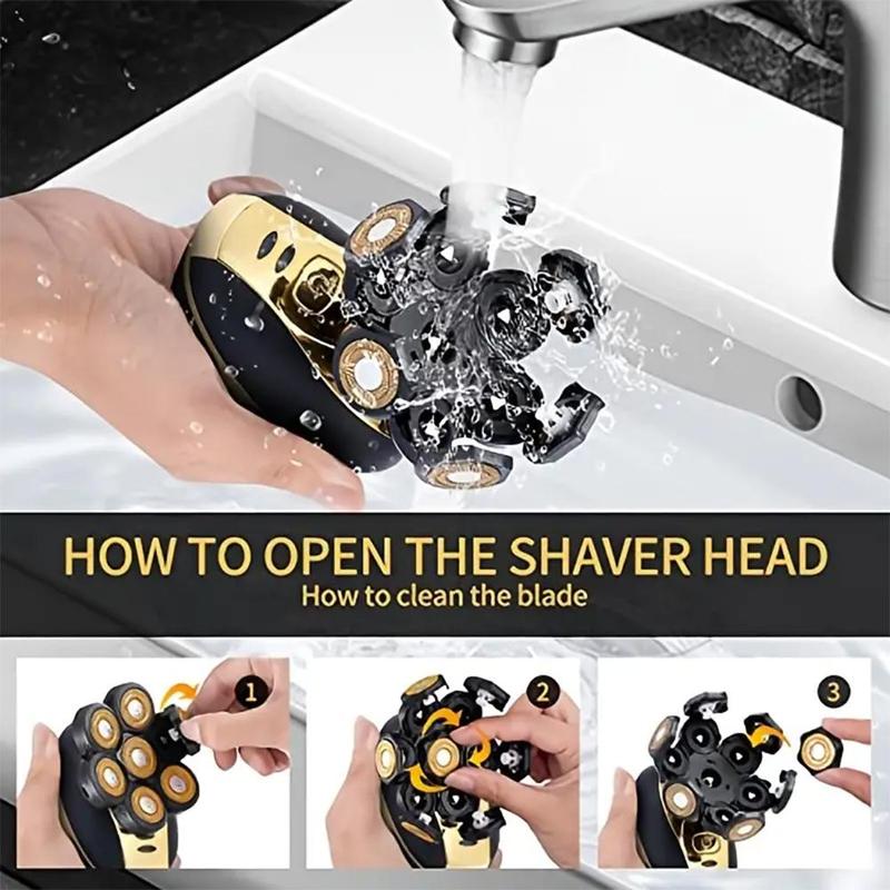 Electric Shaver for Bald Men, 1 Set Cordless 7D Electric Waterproof Bald Head Close Razor for Men, Summer Electric Hair Shaving Kit for Men & Barber, Hair Styling Tools