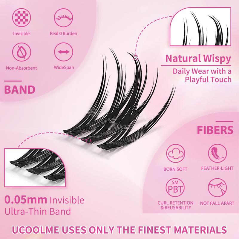 uCoolMe Lashes “Fairy Bloom” DIY Lash Extension Kit Manga Lash Clusters C Curl Individual Lashes Lash Clusters Kit Ultra-Thin Invisible Band Super Soft Eyelash Extension Kit WaterProof Lash Bond and Seal Lash Tweezers For Girls Christmas gift