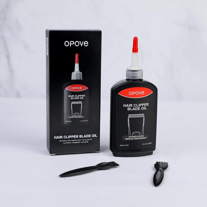 opove Premium Hair Clipper Blade Lubricating Oil for Clippers, Trimmers, Groomers, Rust Prevention, 4.05oz 120ml, 1 Pack with Clean Brushes