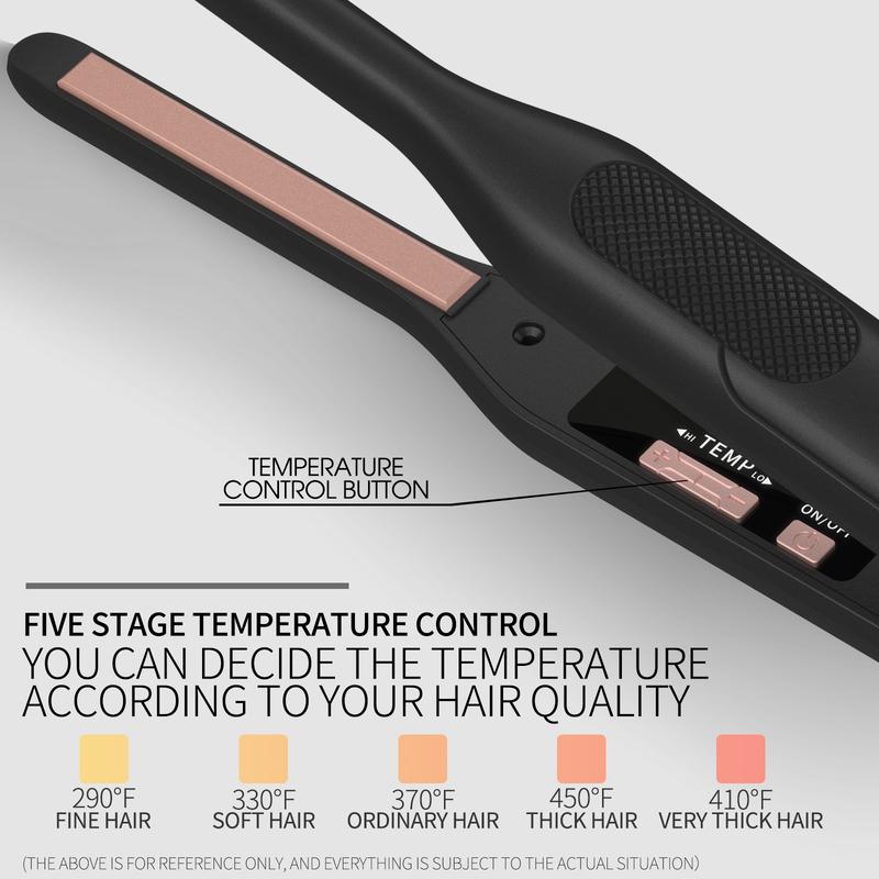 K&K Mini Flat Iron for Short Hair 3 10 inch Small Hair Straightener for Pixie & Beard creamic Flat Iron for Women Dual Voltage, Auto Shut Off Flawless Handle