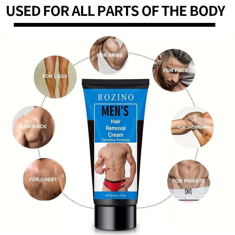 Men's Hair Removal Cream, Long-lasting Hair Removal Cream, Gentle Hair Removal Product for Armpit, Legs and Body, Men's Grooming Product