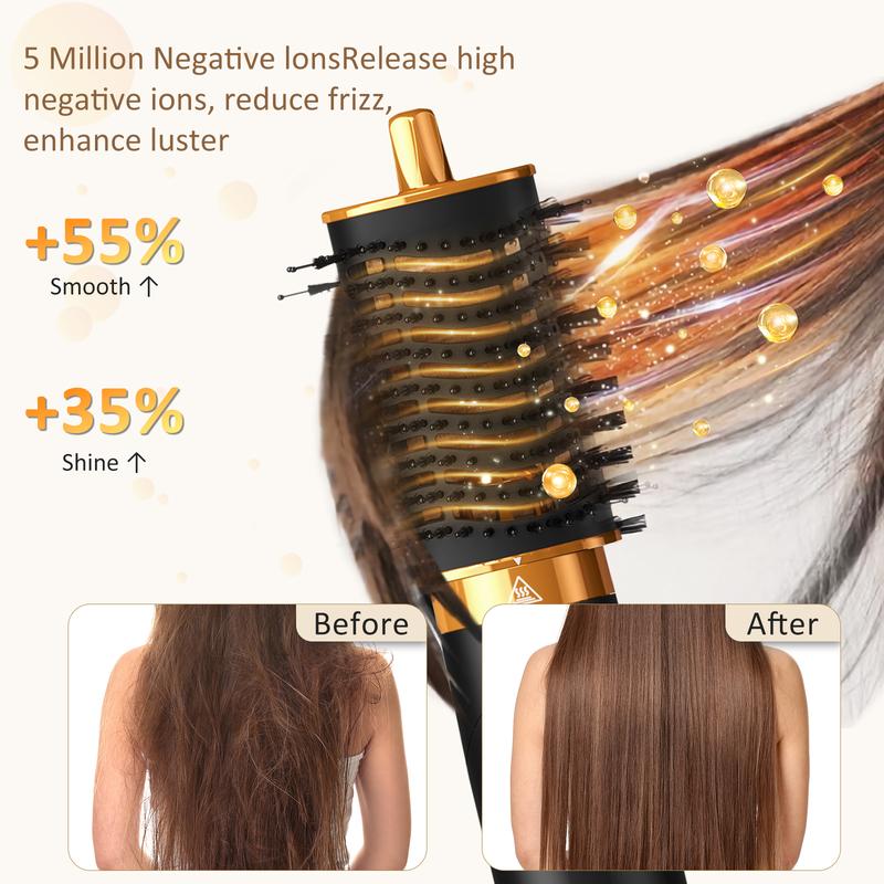 5-in-1 hair styler set high-speed powerful dryer curling wand straightening comb and oval brush Perfect for all hair type and styles Smoothing Comfort