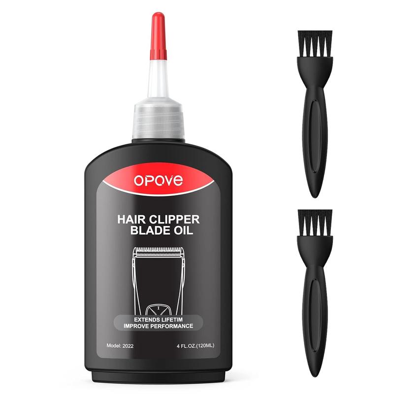 opove Premium Hair Clipper Blade Lubricating Oil for Clippers, Trimmers, Groomers, Rust Prevention, 4.05oz 120ml, 1 Pack with Clean Brushes