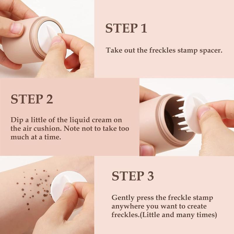 Boobeen Freckle Stamp Face Freckles Air Cushion Liquid Freckle Makeup Stamp Waterproof Fake Freckle Pen Long Lasting Quick Dry Small Spot Freckle Makeup, Create Natural Freckles Makeup Color Blend Concealer Foundation