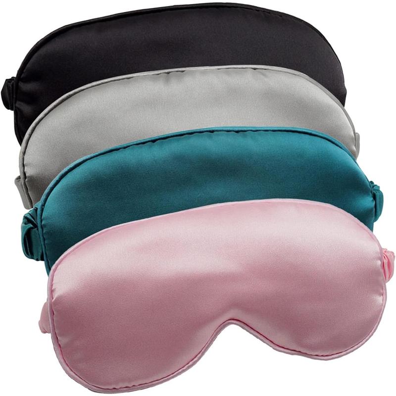 Sleep Mask 4 Pack Silk Eye Cover Soft Satin Blindfold Elastic Strap Night Eyeshade Travel Nap for Women Men Eye Mask