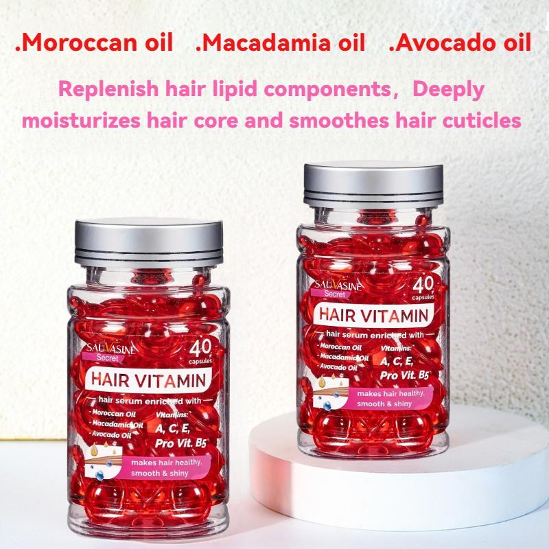 40 capsules per bottle Hair Treatment Serum - No Rinse with Argan Macadamia Avocado Oils - Vitamins A C E Pro B5 - Conditioner for Women & Men Hair and scalp care