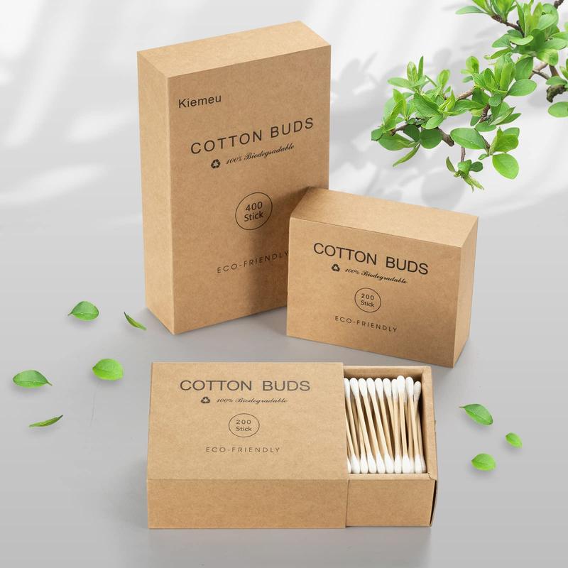 400-Pack Bamboo Cotton Swabs – Wooden Q-Tips for Ears, Eco-Friendly Cotton Buds