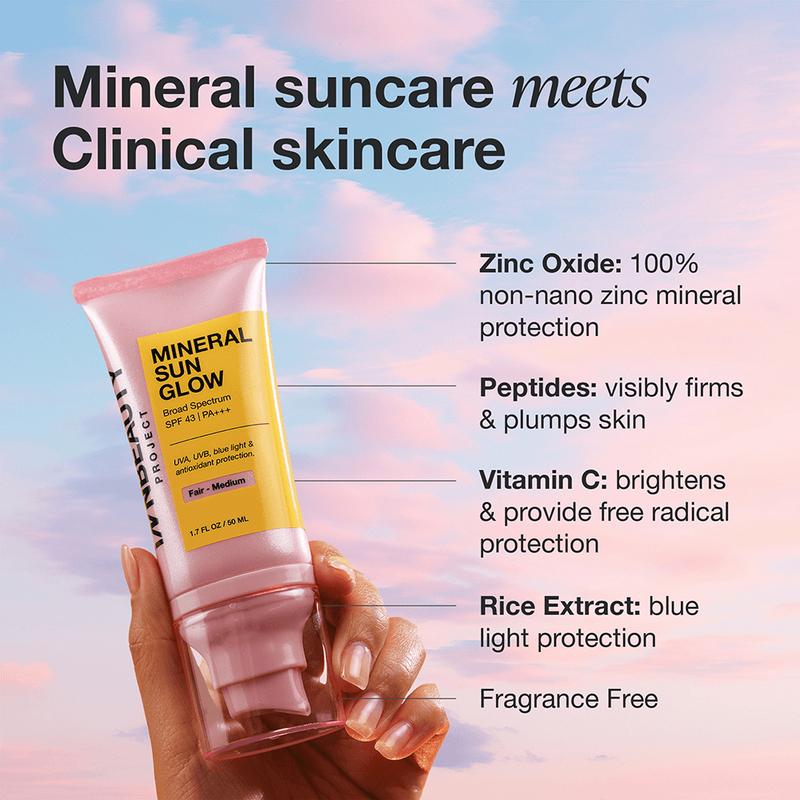 Mineral Sun Glow SPF Broad Spectrum SPF 43 PA +++ Facial Lightweight Skincare Sunscreen Hydrating Radiant Sensitive Vegan