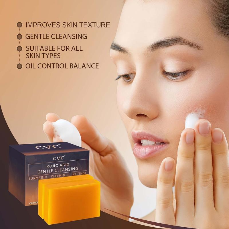 CVC Kojic Acid Dark Spot Remover Soap Bars with Turmeric, Vitamin C, Retinol & Hyaluronic Acid – 2 Pack