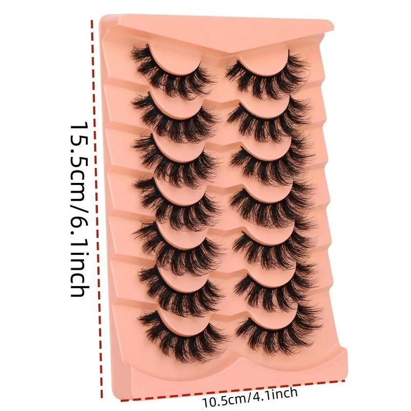 Fluffy False Eyelashes, 7 Pairs 20mm 8D Wispy Natural Curling Eye Makeup Strip Lashes, Russian Lash Artist Lashes, Volumized False Eyelashes for Women and Girls Eye Makeup Enhancement, Christmas Gift