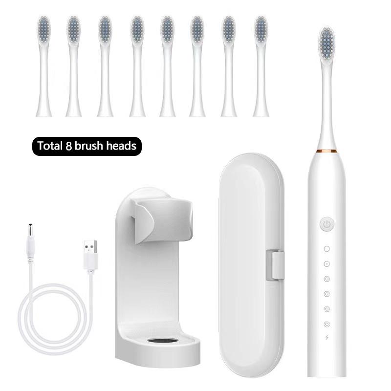 Electric Toothbrush - Rechargeable Electric Toothbrushes with 8 Brush Heads & Holder, Travel Case, Power Electric Toothbrush with Holder，3 Hours Charge for 120 Days