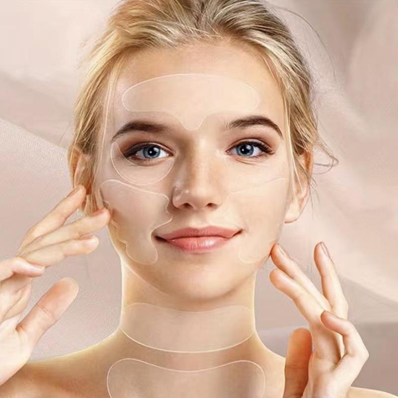 3D Silicone Face Mask Set, Including 11pcs Waterproof Face Lifting Patches & 2 Counts Facial Mask Shield, Professional Reusable Skin Care Tools for Women