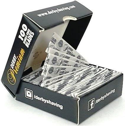 Derby Premium Single Edge Razor Blades for Straight Razor - Pack of 100 - Comfort barber  razors Smooth Steel Professional Razor with Platinum Blades shaving manual razor blade