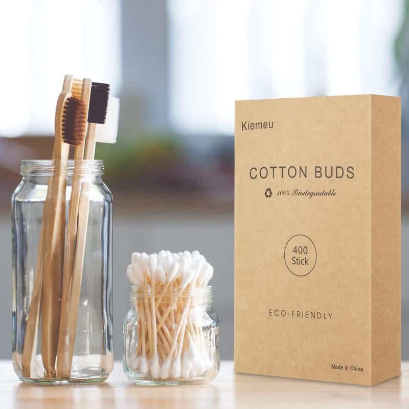 400-Pack Bamboo Cotton Swabs – Wooden Q-Tips for Ears, Eco-Friendly Cotton Buds