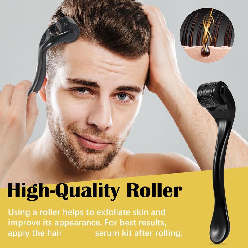 SEFUDUN 2 Counts 5% Minoxidil Hair Serum & 1 Count Micro Needle Roller, Roller Help with Faster Absorption, With Biotin, for Thicker Hair, Obvious Effect, Hair Loss Product, Suitable for Men and Women, Christmas Gift