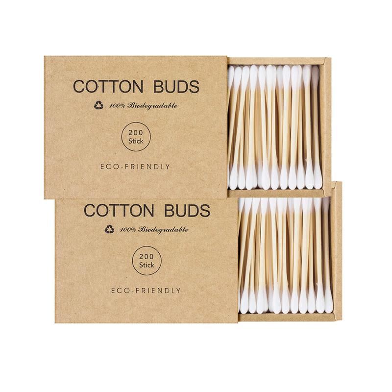 400-Pack Bamboo Cotton Swabs – Wooden Q-Tips for Ears, Eco-Friendly Cotton Buds