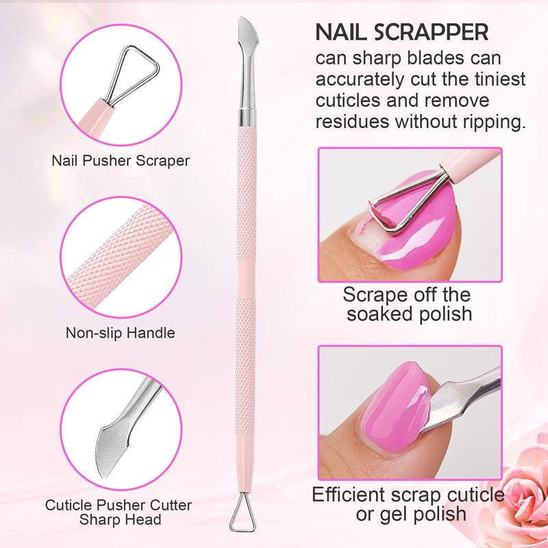 Makartt Cuticle Trimmer with Cuticle Pusher, 3 PCS Pink Nail Cuticle Nipper Professional Pedicure Manicure Tools with Stainless Steel Dual End Pusher, Nail Scraper Nail Care Nail Art