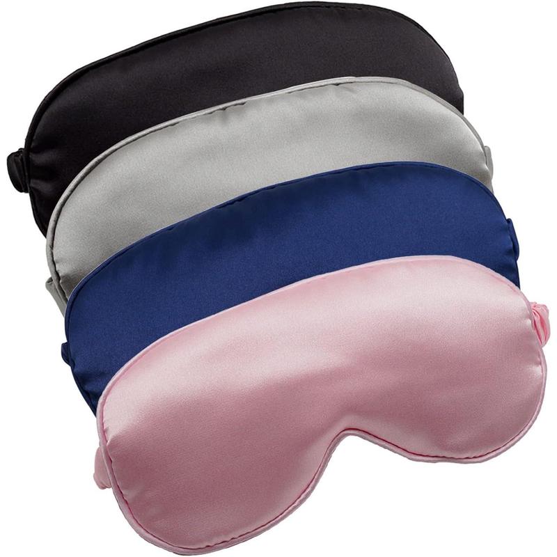 Sleep Mask 4 Pack Silk Eye Cover Soft Satin Blindfold Elastic Strap Night Eyeshade Travel Nap for Women Men Eye Mask