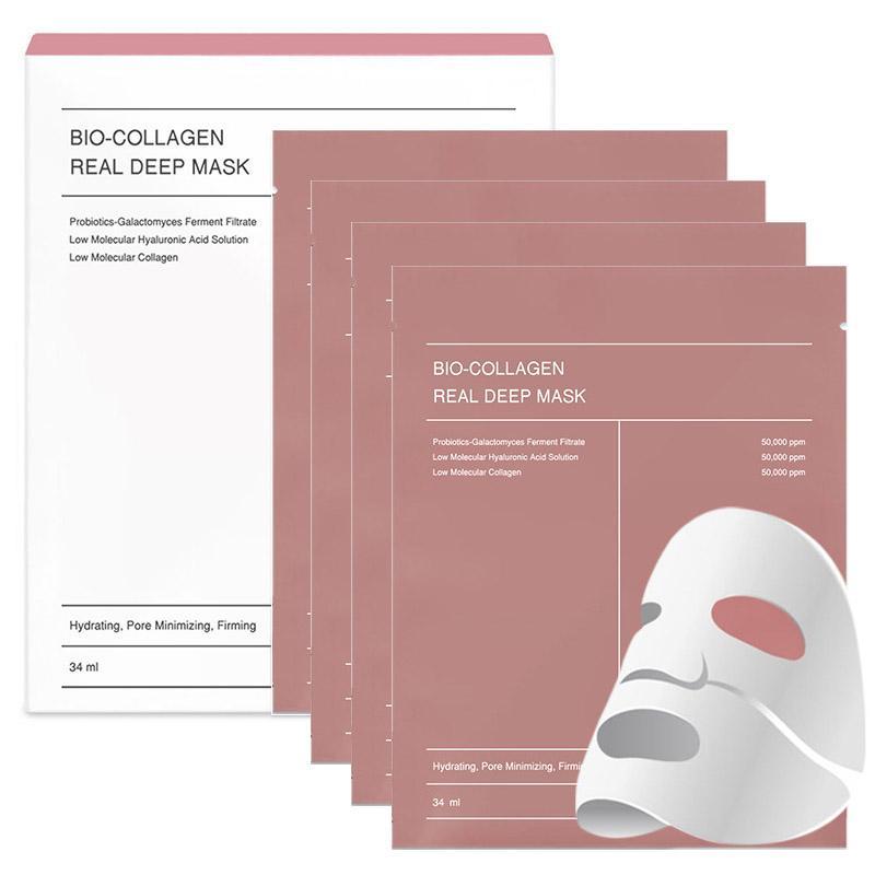 Collagen Facial Mask, 4 Counts box Moisturizing & Firming Facial Mask, Hydrating Facial Skin Care Mask, Face Mask for Women & Men