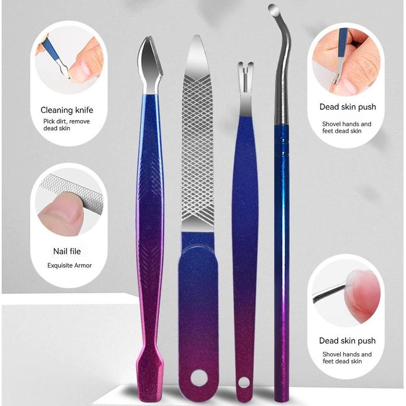 Professional Manicure & Pedicure Tool Set, 1 Set Stainless Steel Nail Clipper, Portable Travel Nail Clipper Set, Manicure Tool Set for Men & Women, Nail Cutter Kit Wallet, Nail Supplies, Christmas, Christmas Gift