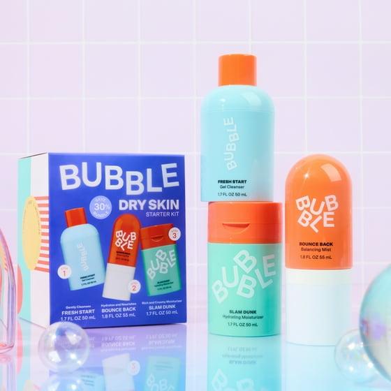 Bubble Skincare 3-Step Hydrating Routine Bundle, for Normal to Dry Skin, Unisex, Set of 3