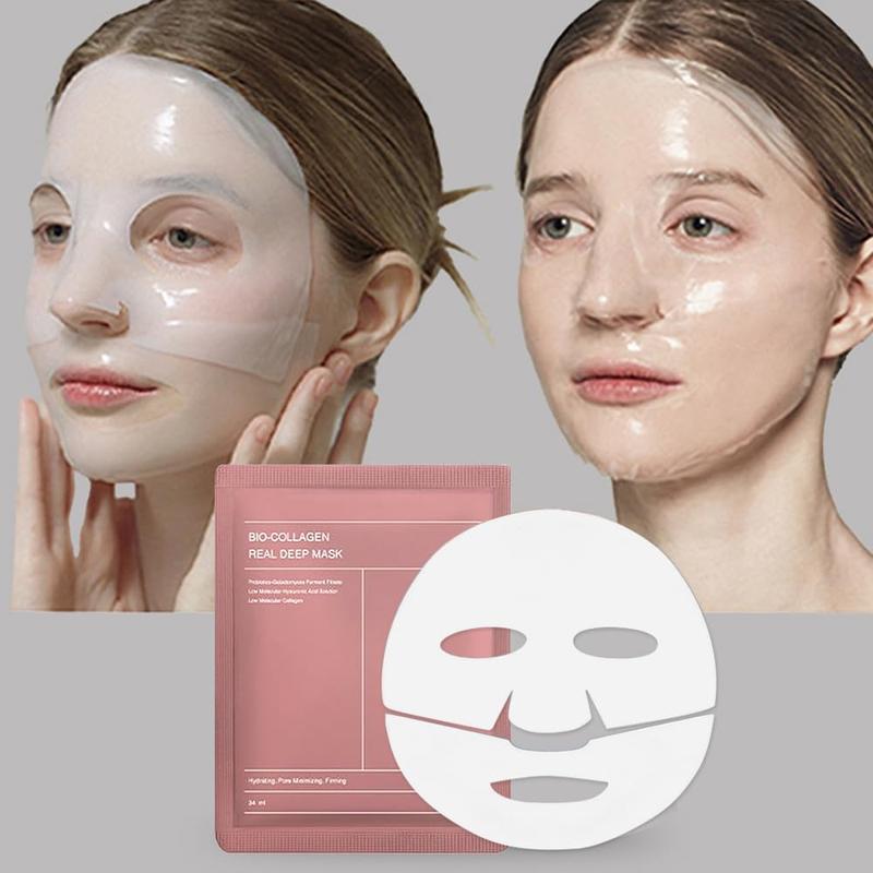 Collagen Facial Mask, 4 Counts box Moisturizing & Firming Facial Mask, Hydrating Facial Skin Care Mask, Face Mask for Women & Men