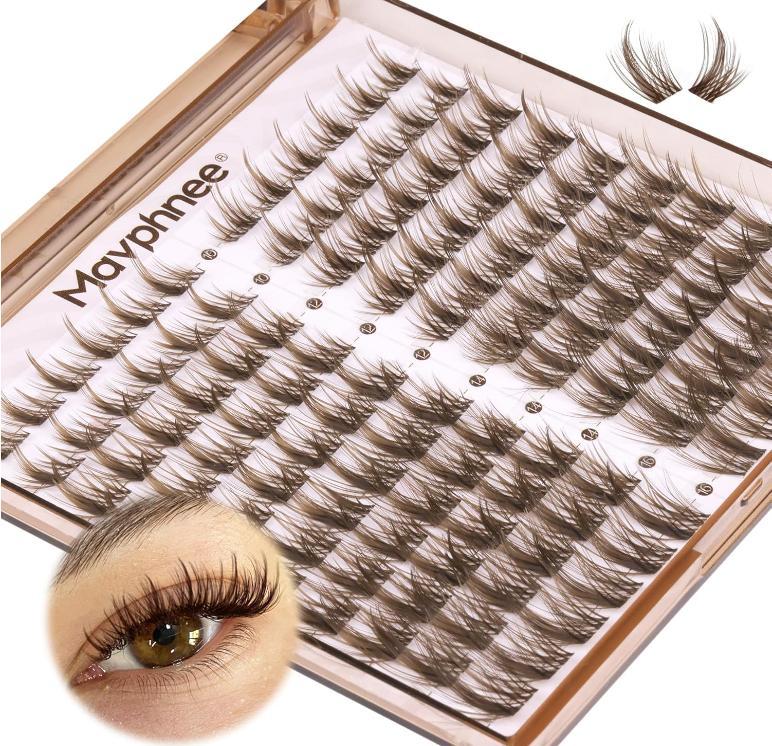 Brown Lash Clusters Wispy Eyelash Extensions Dark Brown Lash Extensions 10-16MM DIY at Home CC Curl Eyelash Clusters Natural Spiky Lash Individuals 120 Pcs Cluster Lash Pack by Mavphnee