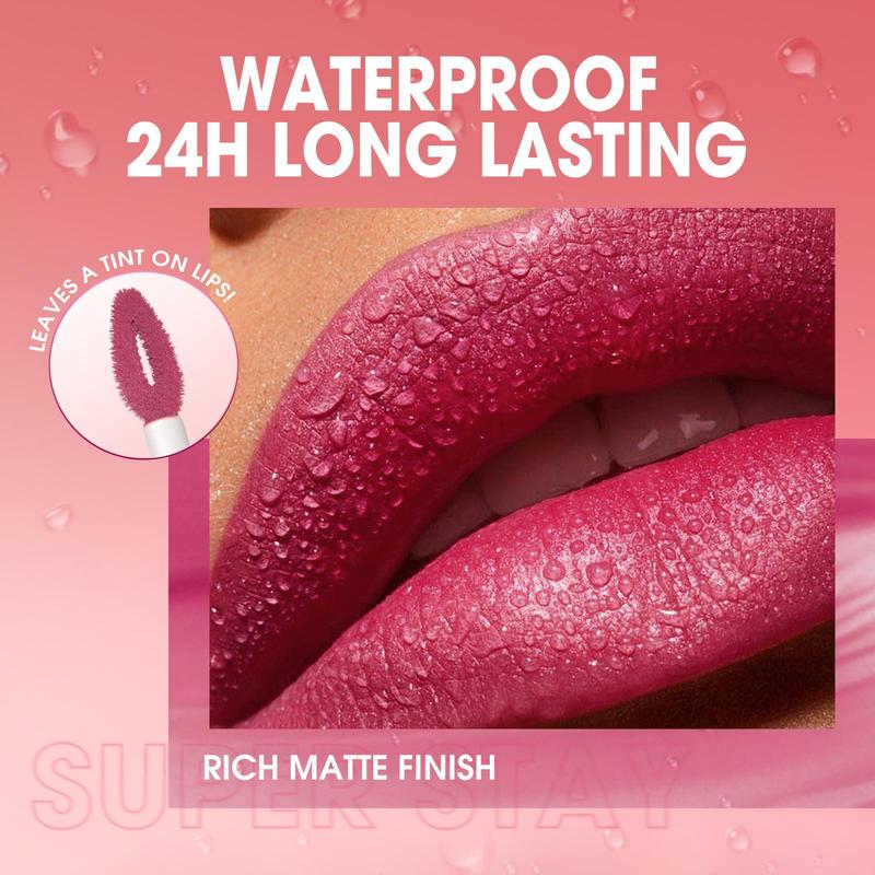 Matte Liquid Lipstick, 1 Count Long Lasting Waterproof Velvet Lip Gloss, Moisturizing Lipstick for Girls & Women, Cute Lip Gloss