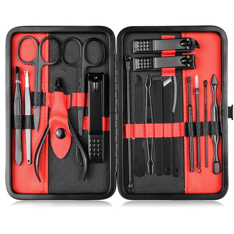 Keiby Citom Professional Stainless Steel Nail Clipper Travel & Grooming Kit Nail Tools Manicure & Pedicure Set of 18pcs with Luxurious Case