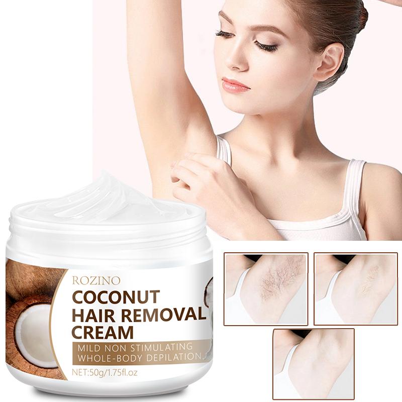 Coconut hair removal cream；Rich in natural coconut oil and vitamin E，Painless and non irritating, effective, suitable for both men and women!!!