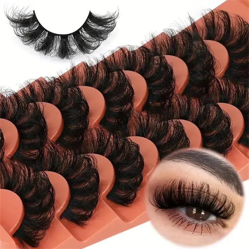 Fluffy Volumized False Eyelashes, 7 Pairs Faux Cluster Lashes, Natural Curling Eye Makeup Strip Lashes, Full Volume Eyelash for Eye Makeup Enhancement